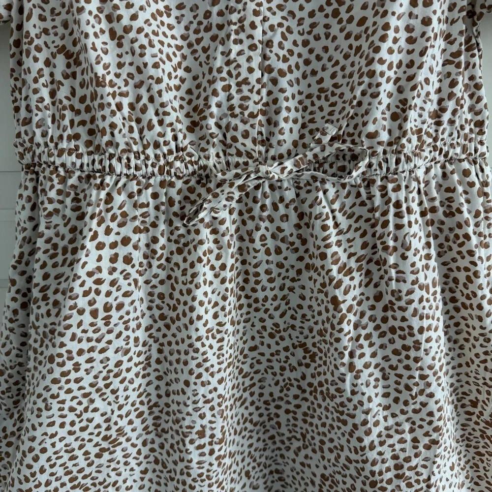 J. Crew Brown leopard animal Short Sleeve Collared Mini Dress 6 41858